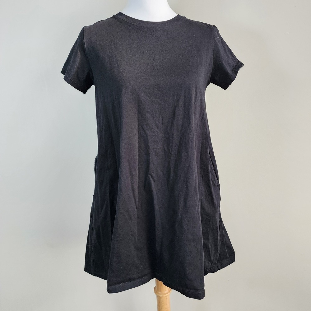 Uniqlo T-shirt Dress Womens XS Cotton Tshirt Basic Black Casual Mini‎ Party Boxy